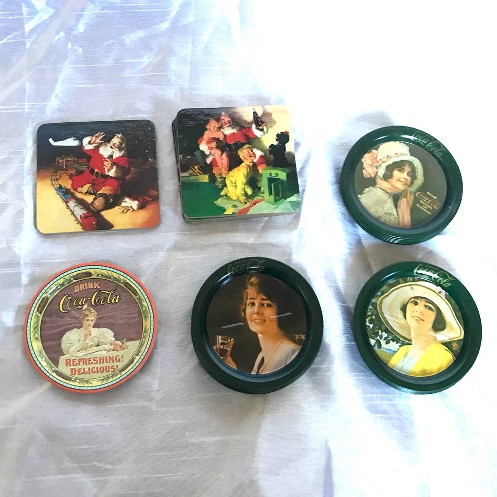 Vintage Tin and Cardboard Coca Cola Coasters
